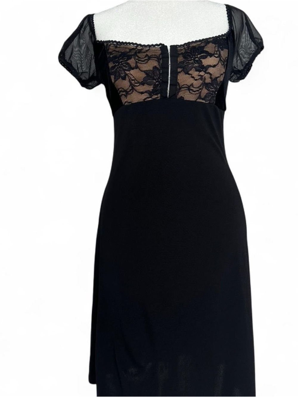 Bisou Bisou Black Lace Trim Dress